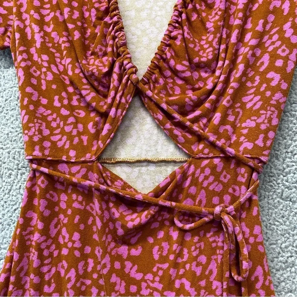 Free People Marsaille Mini Dress Rust Combo Womens Size Small